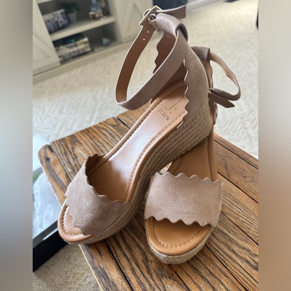 J. Crew Scallop Flatform Espadrilles Size 9